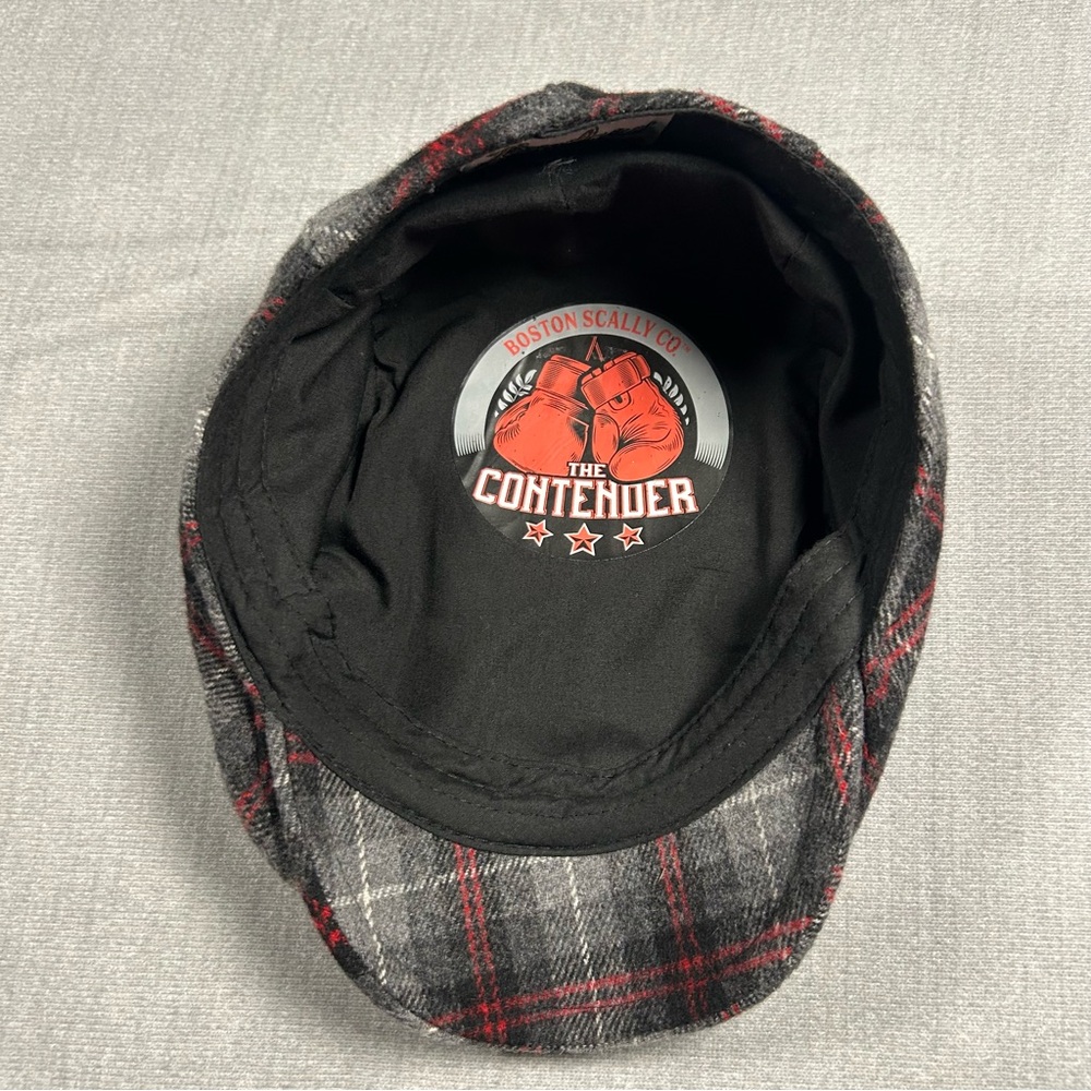 Boston Scally Co. 'The Contender' Black & Red Plaid Flat Cap M/L - Picture 5 of 6